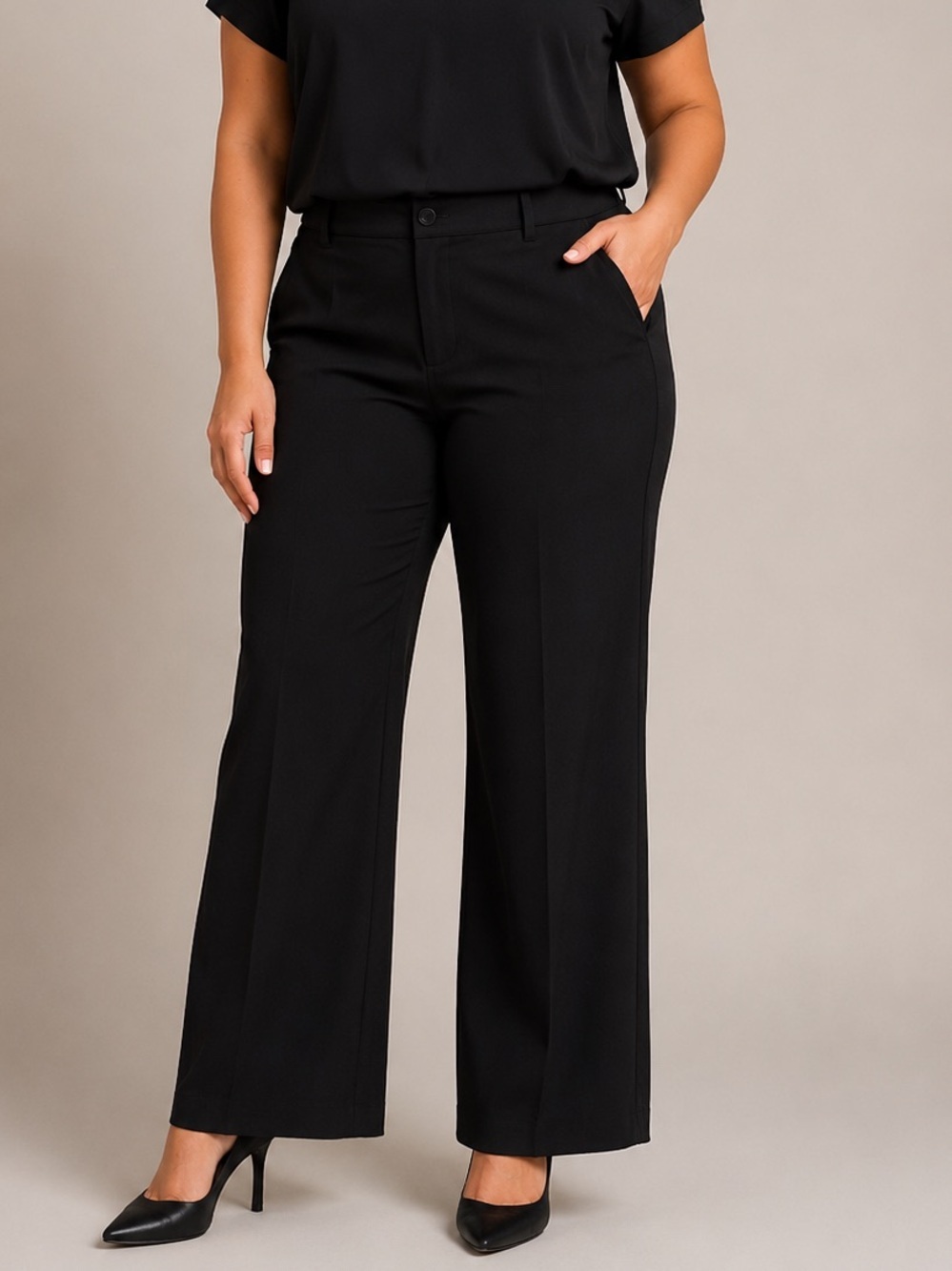 SHEIN Black Wide-Leg Dress Pants for Women